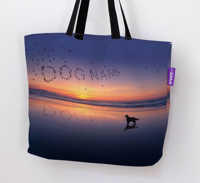 Canvas Bag 'Sunset Beach' with {breedFullName} Silhouette